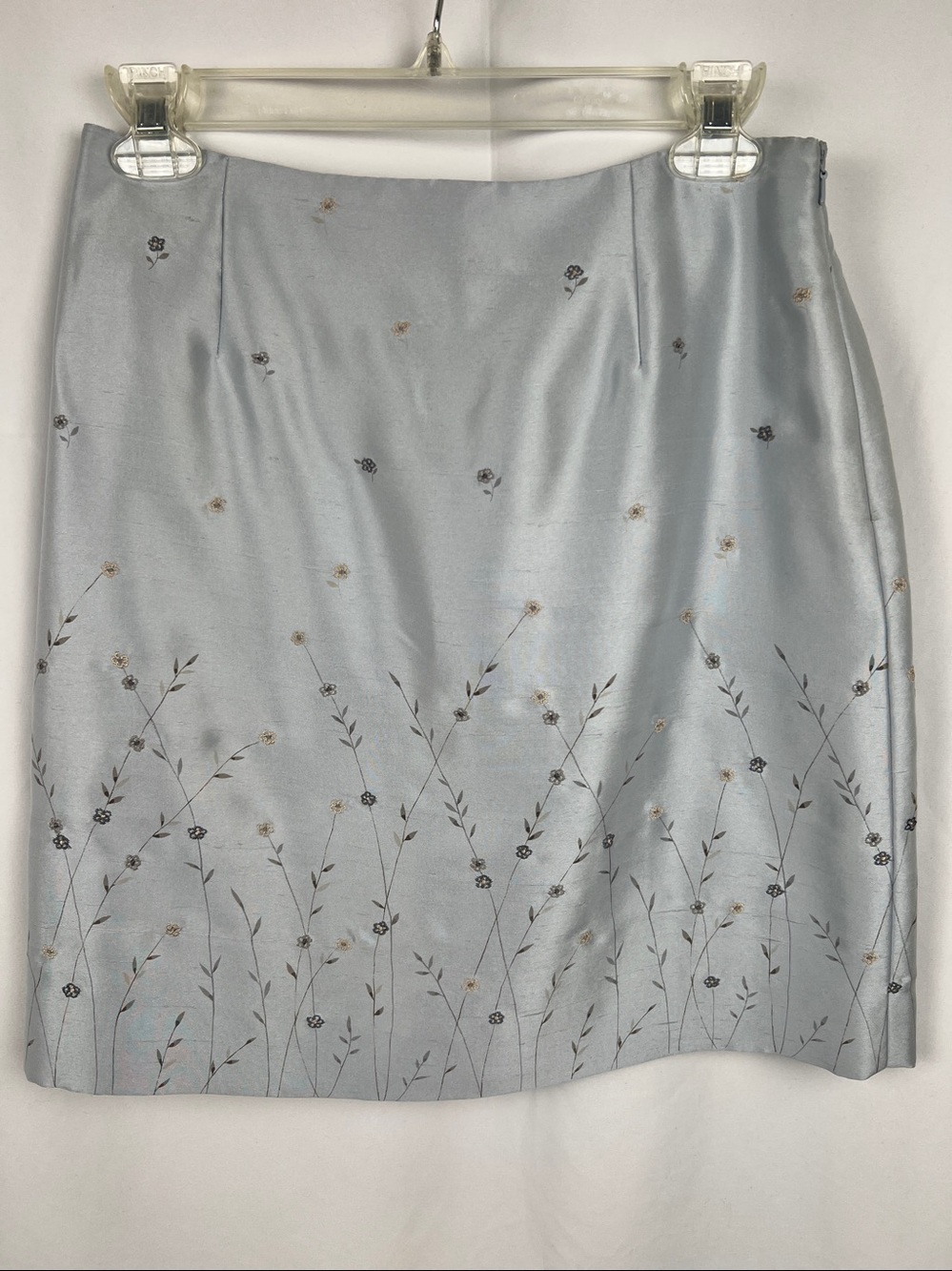 Vintage Y2K Ann Taylor Petite 100% Silk Skirt Stunning Floral Embroidery Size 6